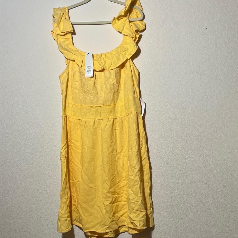 Butter Yellow Ruffle Sleeveless Dress Cottagecore Whimsical Franchesca’s COASTAL